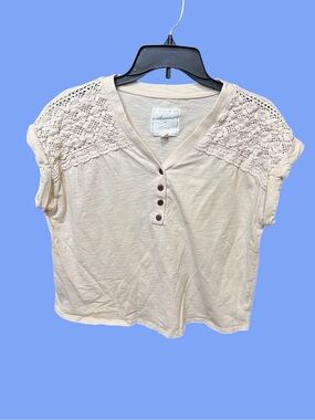 Cozy Crochet Shoulder Henley Top - Cream